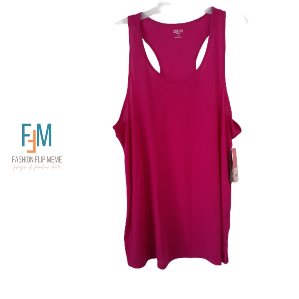 Fuschia Hot Pink Knit Loose Fit Racerback Tank Top 1X New!